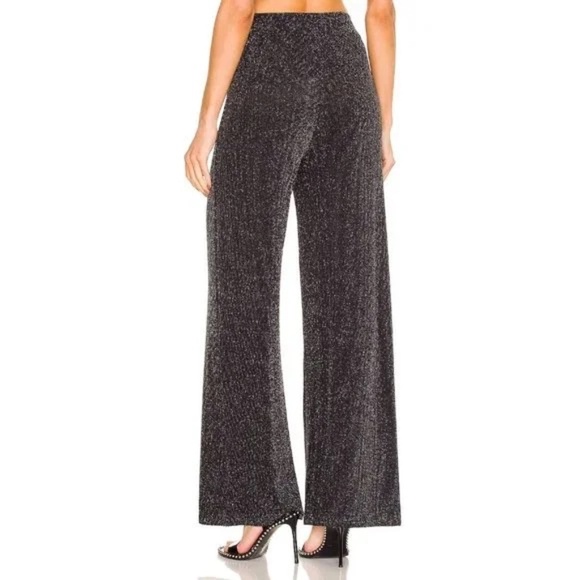 ALIX NYC Eames Wide-Leg High-Rise Pant in Black & Silver - Picture 2 of 12